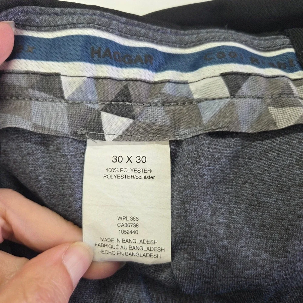 Haggar Cool Right Performance Flex Pants Mens 30x30 Black Slim Fit Dress Slacks